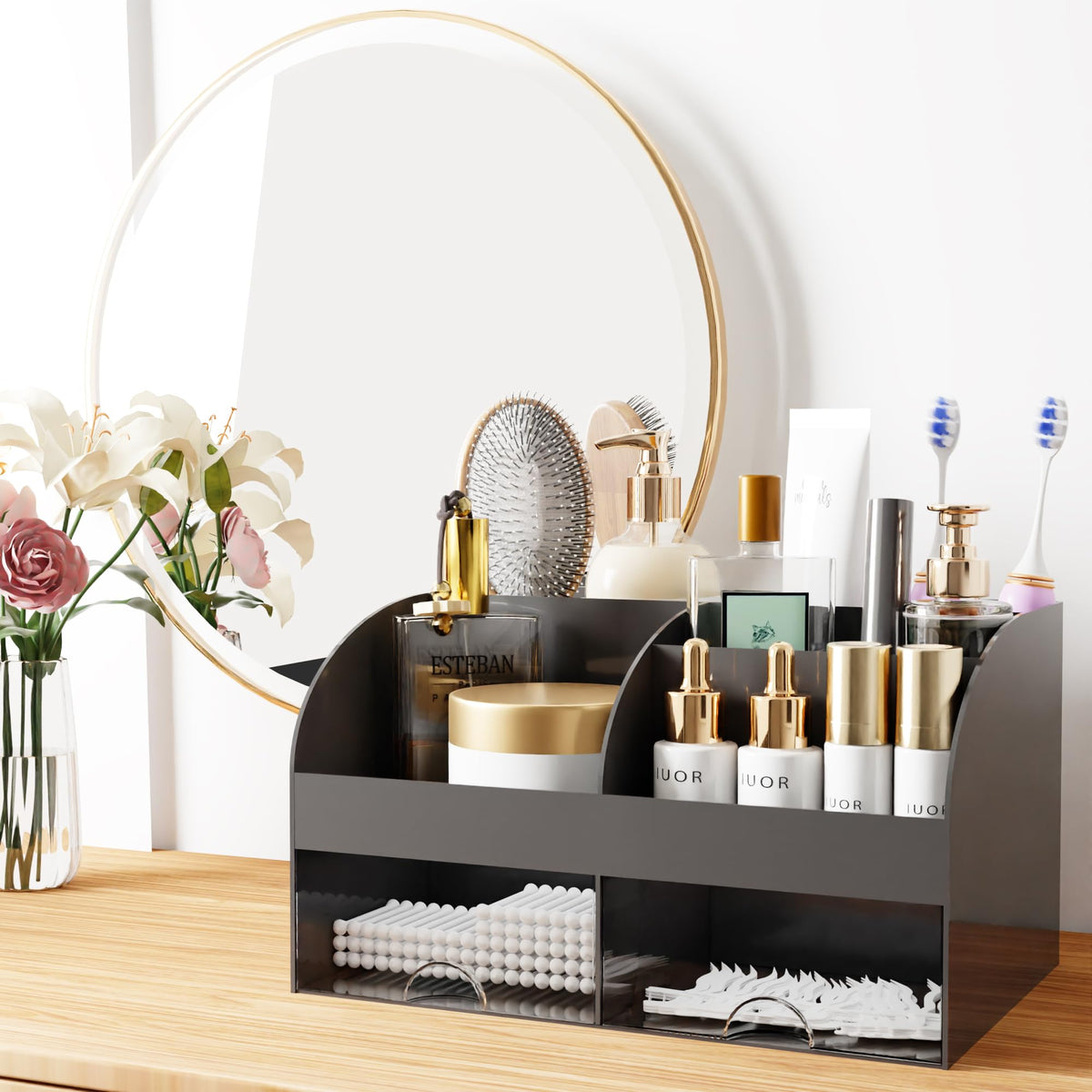 COMFYROOM Makeup Organizer on a bathroom countertop