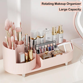 COMFYROOM Pink Rotating Vanity Organizer with makeup brushes