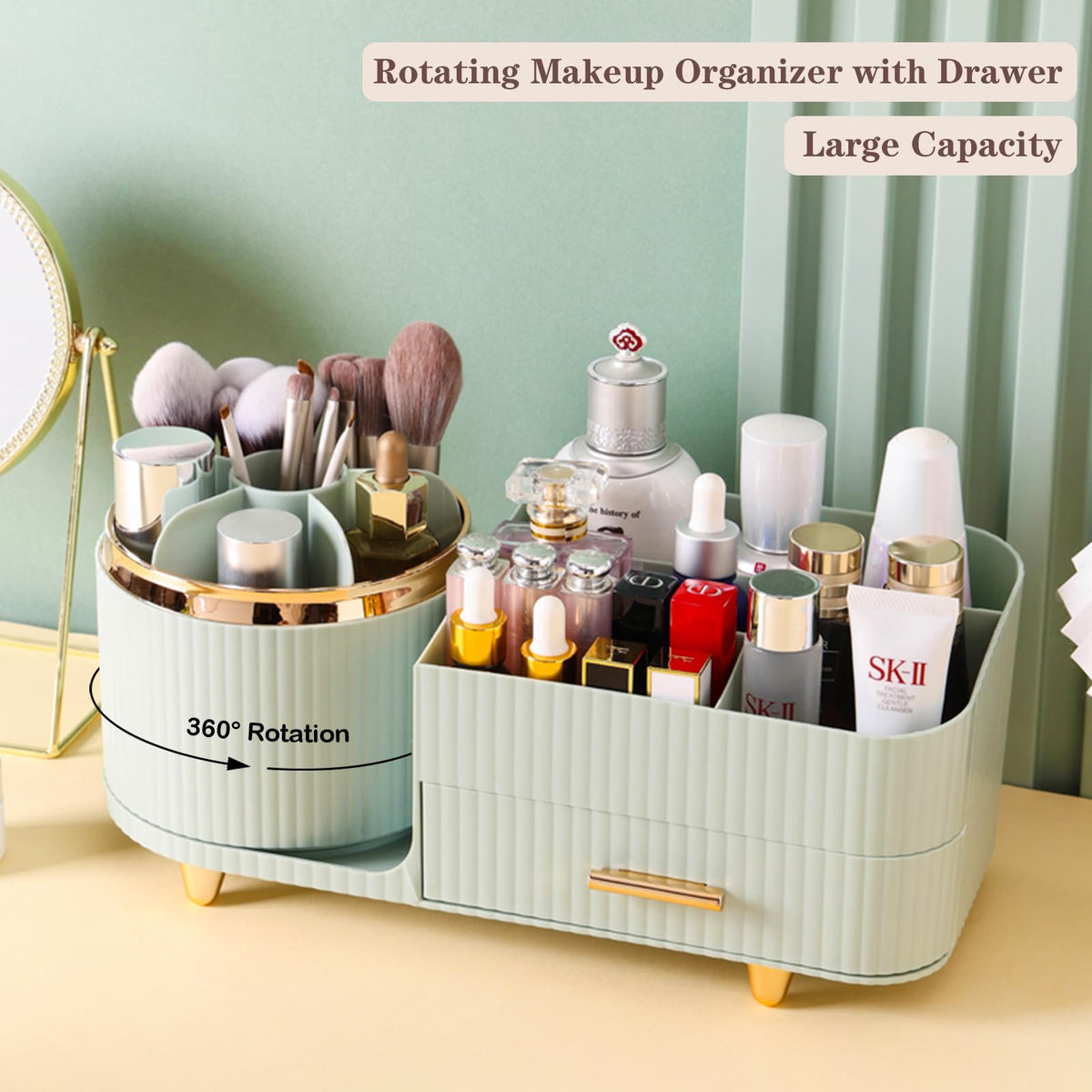 COMFYROOM Rotating Makeup Organizer on a bathroom countertop