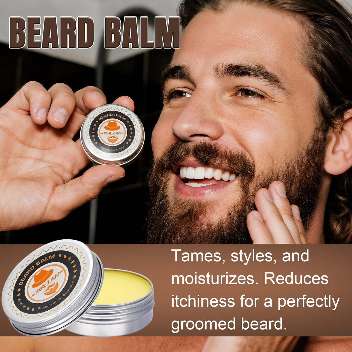 Compact travel bag holding XIKEZAN Beard Kit tools