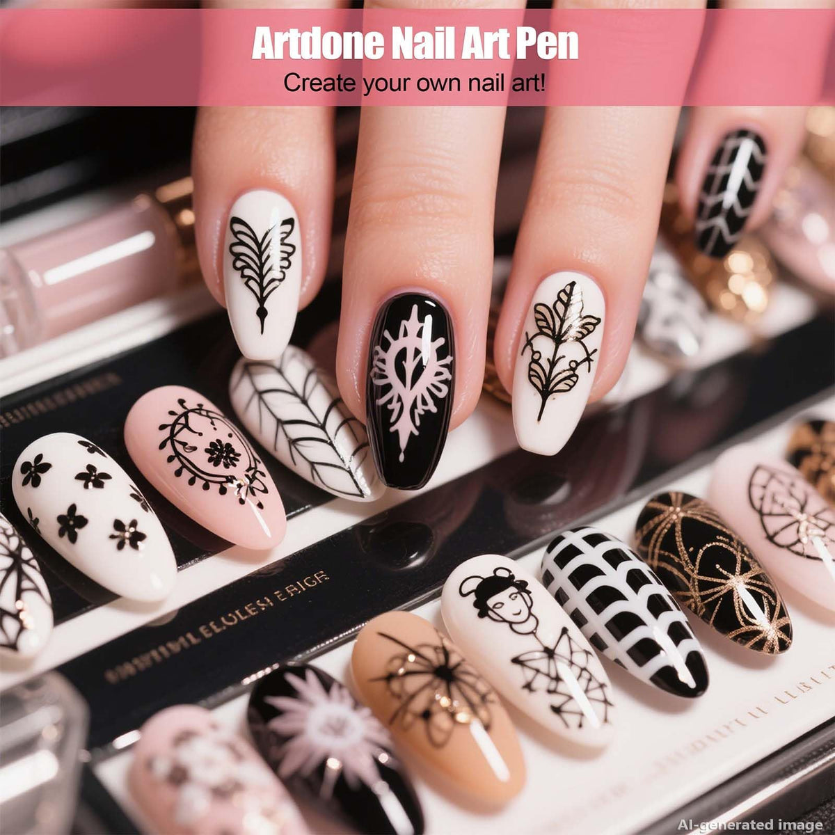 Complete Artdone Nail Art Brushes Set layout