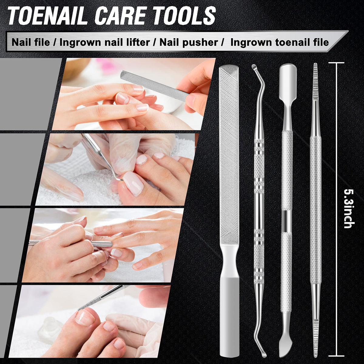 Complete Aucurwen toenail clippers set displayed in storage bag