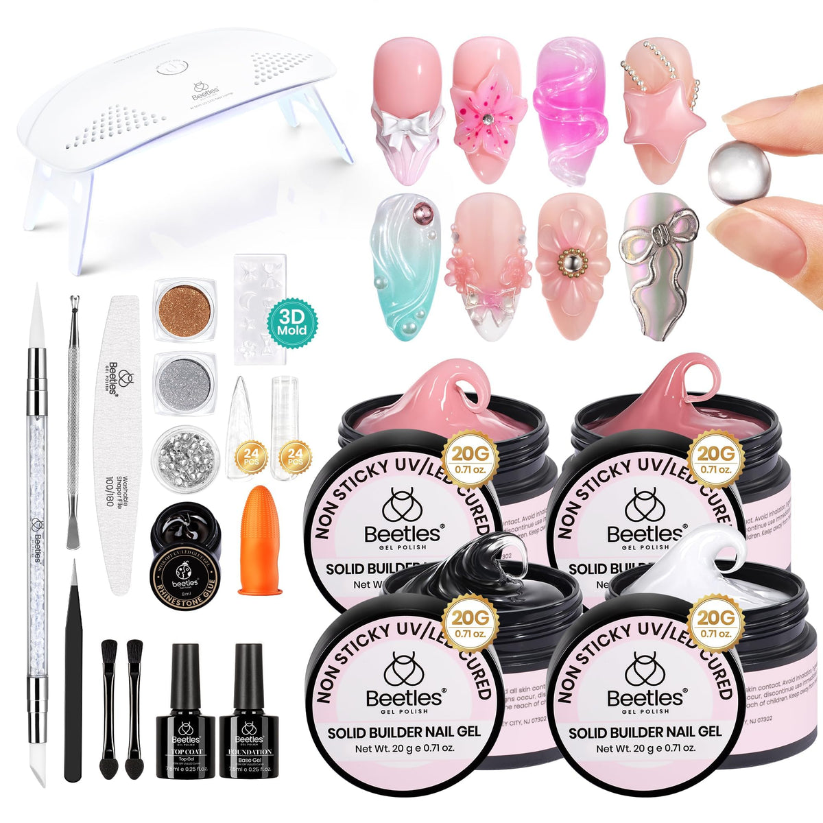 Complete set of beetles 3D Gel Nail Art Kit with accessories