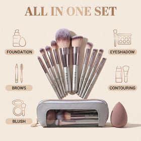 Complete set of BS-MALL 14 makeup brushes on display