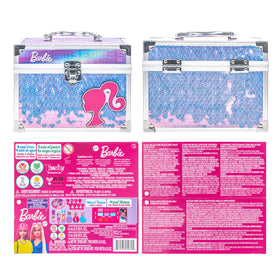 Complete Townley Girl Barbie Train Case Beauty Set displayed