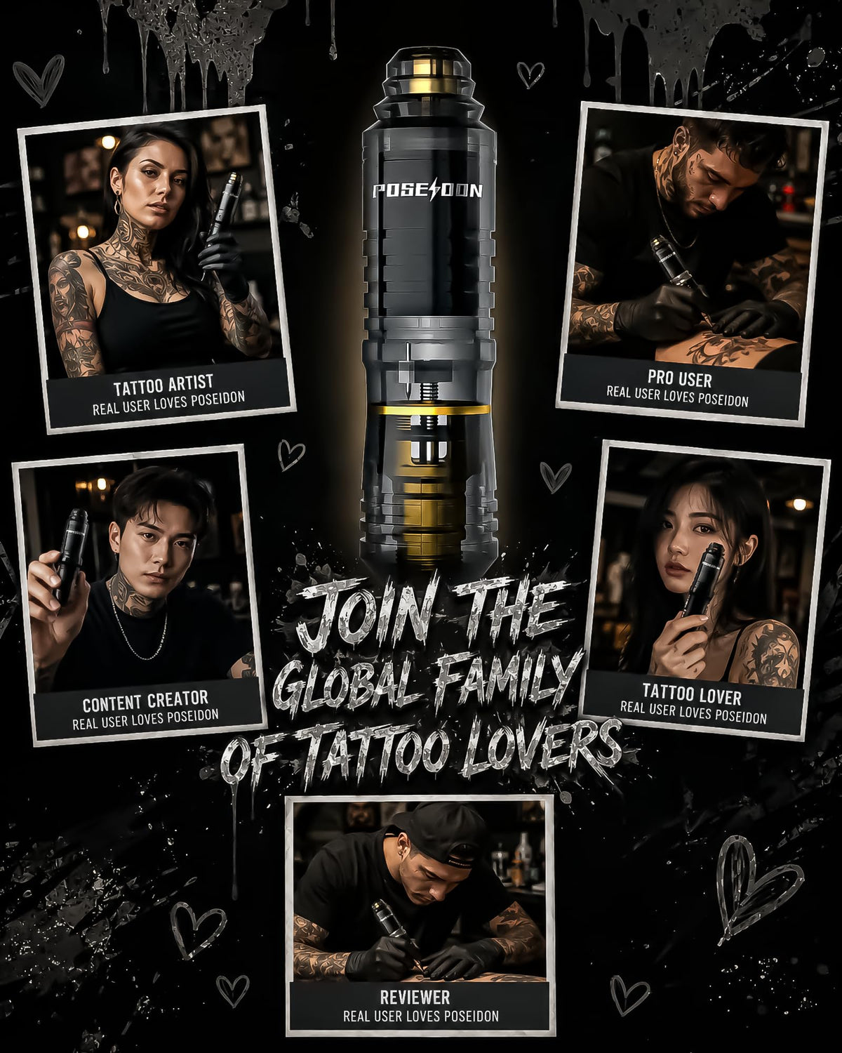 Complete Vidattx POSEIDON Tattoo Kit laid out on table