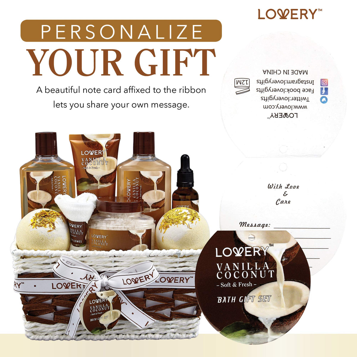 Complete view of LOVERY 9 Piece Spa Gift Basket