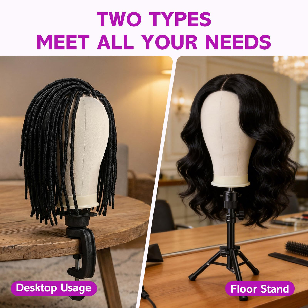 Complete wig-making kit with canvas head and accessories