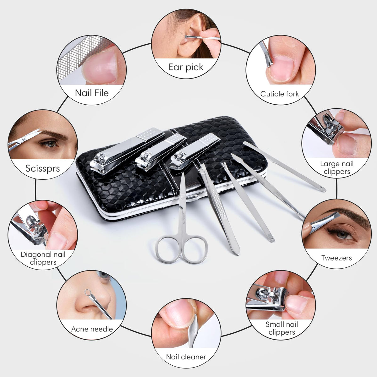 Complete Yougai manicure set laid out on a flat surface