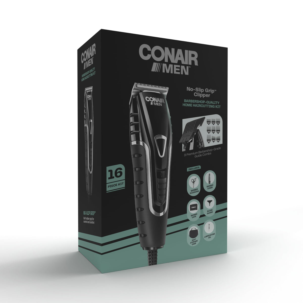 Conair barber cape and comb included in haircut kit