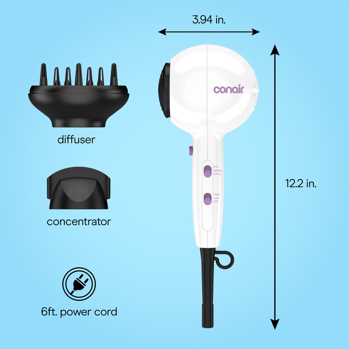 Conair Cake Pop Hair Dryer compact design for storage