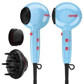 Conair Cake Pop Hair Dryer in blue, front view