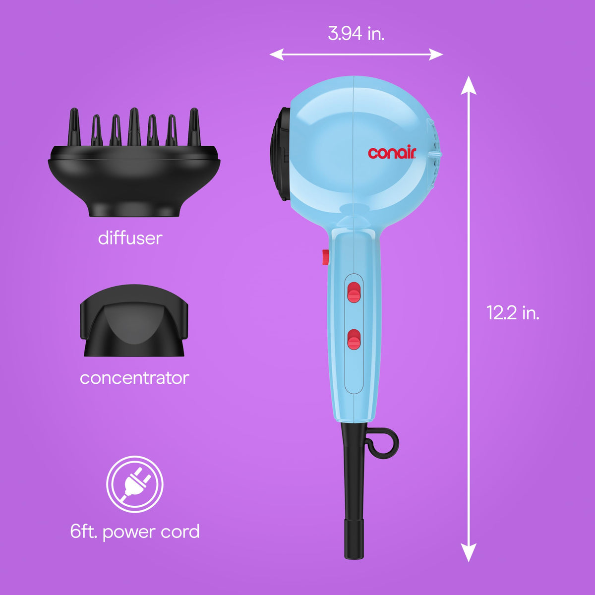 Conair Cake Pop Hair Dryer on a vanity table