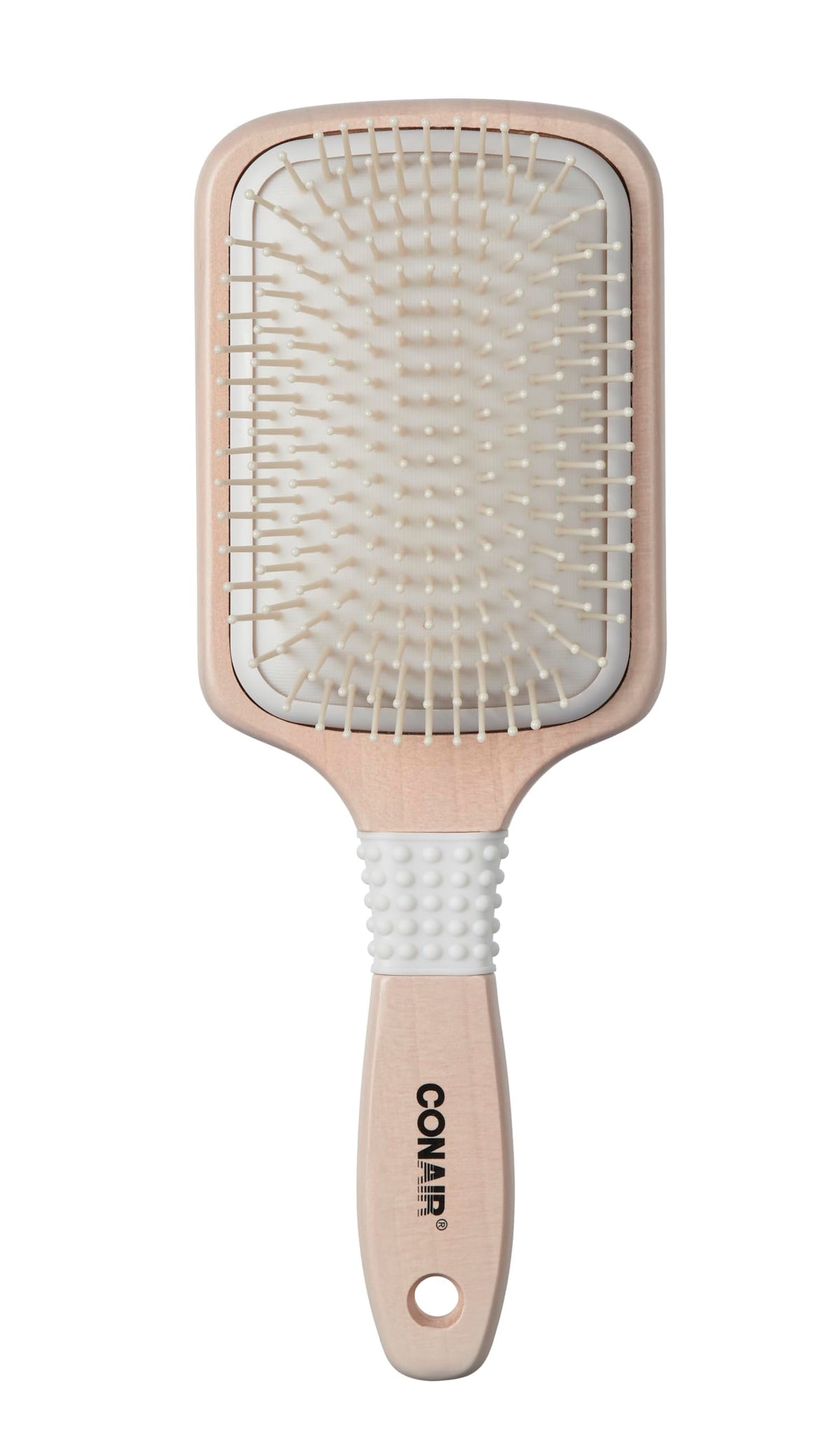 Conair Ceramic Wood Paddle Hair Brush front view, off white