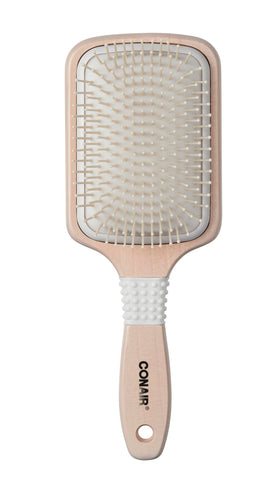 Conair Ceramic Wood Paddle Hair Brush front view, off white