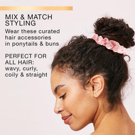 Conair Comfy Knit & Sherpa Scrunchie Set in mesh drawstring bag