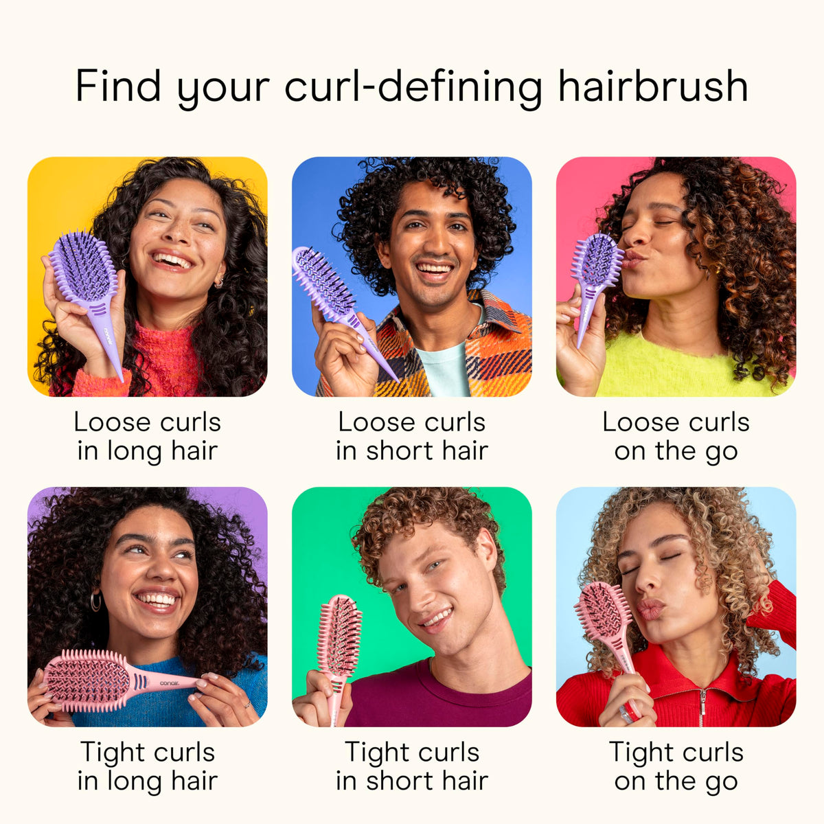 Conair Curl Define Detangler Brush Set with mixed bristles