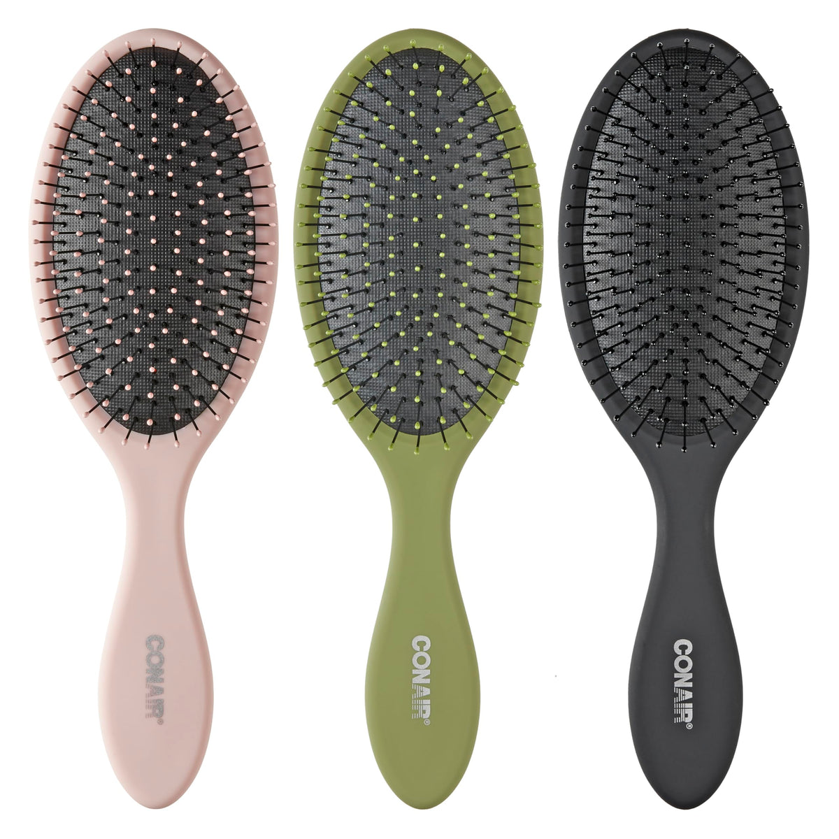 Conair Detangling Hair Brush Set front view with three assorted brushes