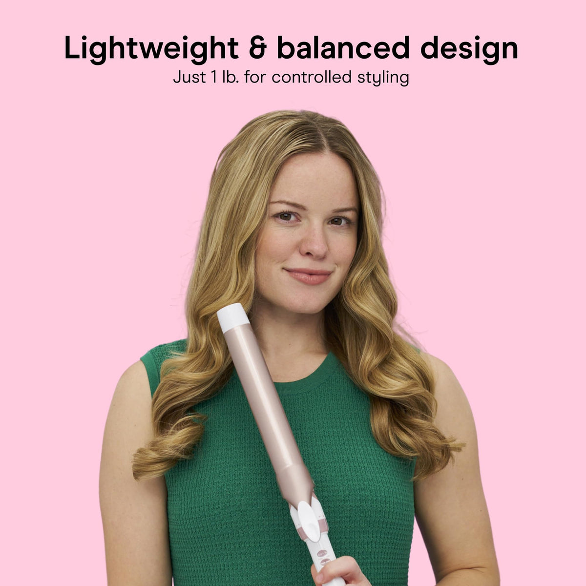 Conair Extra Long Curling Iron with heat settings displayed