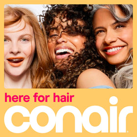 Conair Heatless Curls Hair Rollers arranged by size and colour