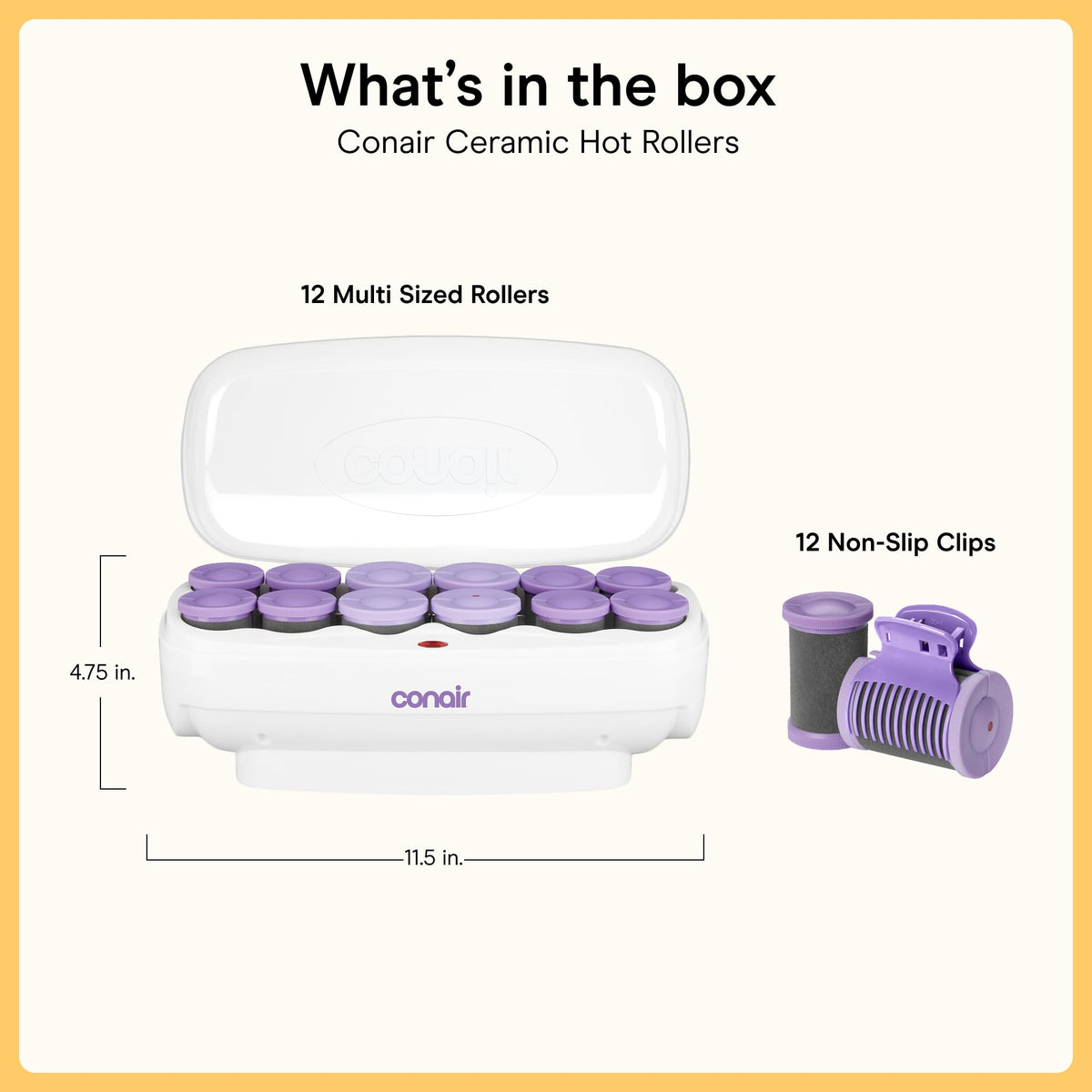 Conair hot rollers with clips in use on hair