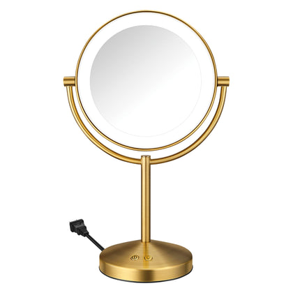 Conair LED Vanity Mirror front view with brushed brass finish