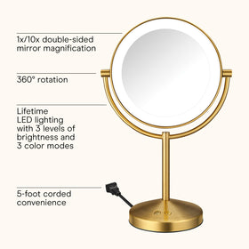 Conair LED Vanity Mirror showing 1X and 10X magnification