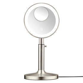 Conair Lighted Makeup Mirror front view with brushed nickel finish