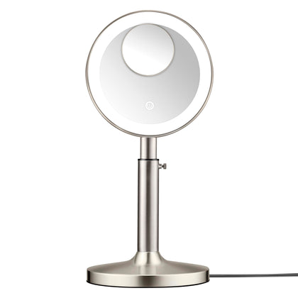 Conair Lighted Makeup Mirror front view with brushed nickel finish