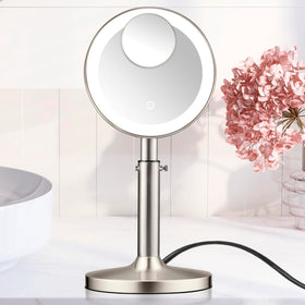 Conair Lighted Makeup Mirror showing 1X and 5X magnification