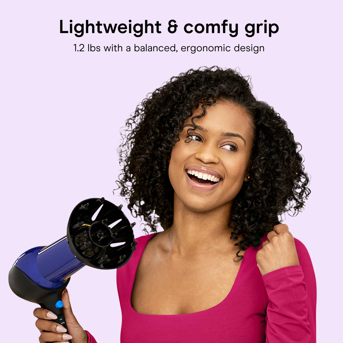 Conair Lightweight Hair Dryer in use on a model's hair