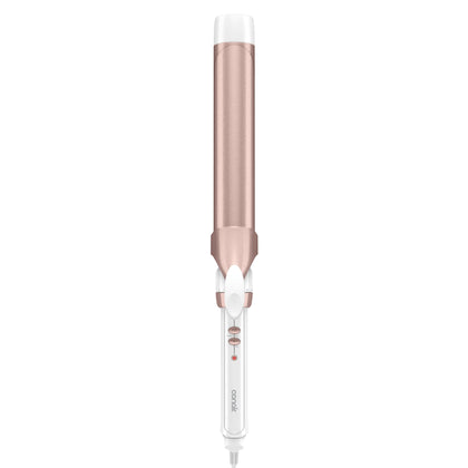 Conair Long Barrel Curling Iron front view in white and rose gold