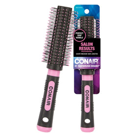 Conair Round Hairbrush in pink and black front view
