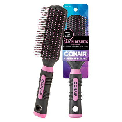 Conair Salon Results Hairbrush front view in pink and black