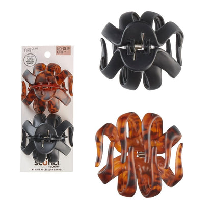 Conair Scunci Octopus Claw Clips in tortoise brown and black front view