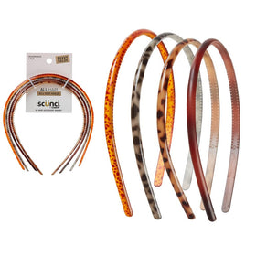 Conair Scunci Skinny Headband Set - 4 tortoise headbands front view