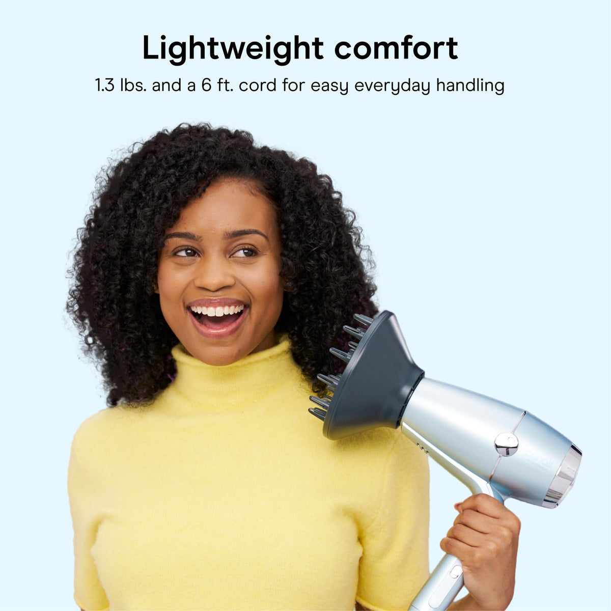 Conair SmoothWrap Ionic Hair Dryer in use on wavy hair
