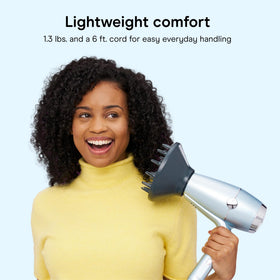 Conair SmoothWrap Ionic Hair Dryer in use on wavy hair