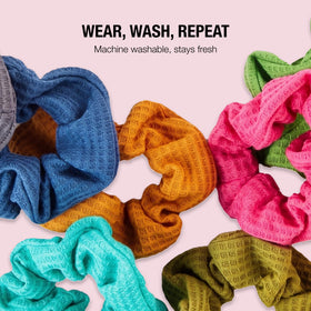Conair waffle knit scrunchies in a stylish arrangement