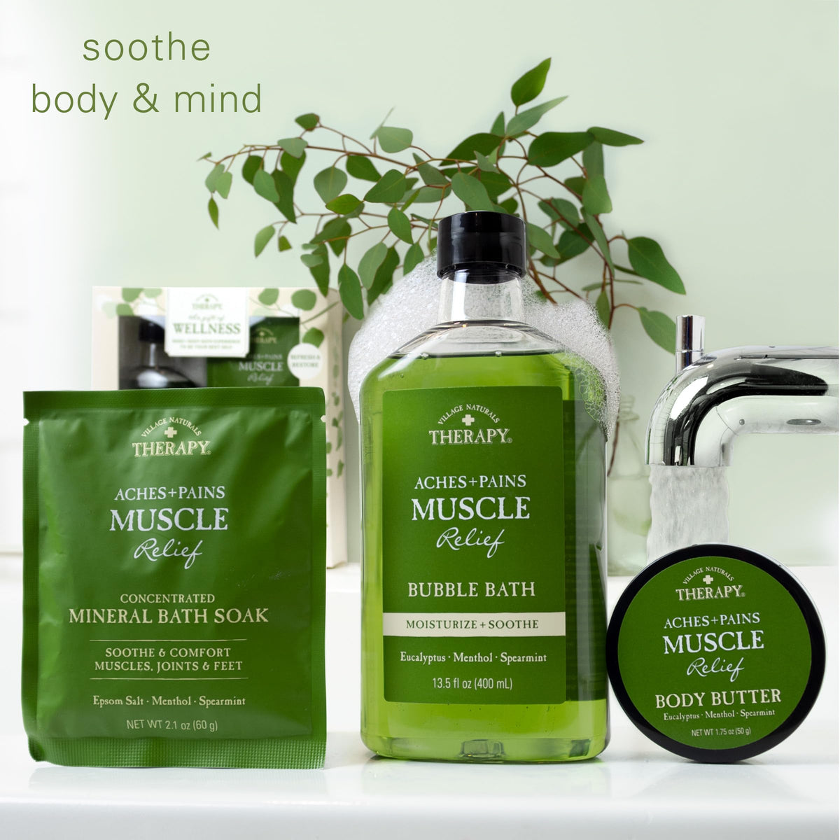 Concentrated Mineral Bath Soak from Village Naturals Therapy Relaxing Muscle Wellness Spa Gift Set