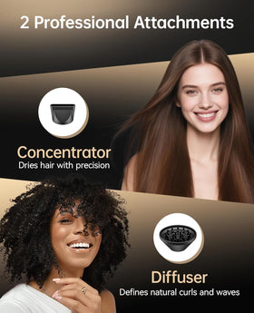 CONFU Hair Dryer packaging showing features