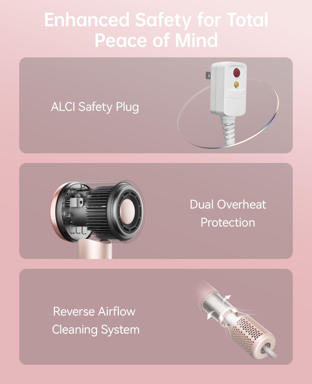 CONFU Hair Dryer showcasing self-cleaning feature