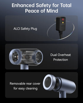 CONFU Hair Dryer showing heat settings and controls