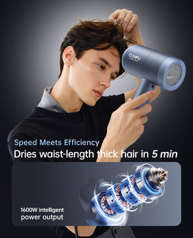 CONFU Hair Dryer side view showing temperature adjustment