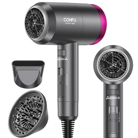 CONFU Ionic Hair Dryer 1600W front view with diffuser