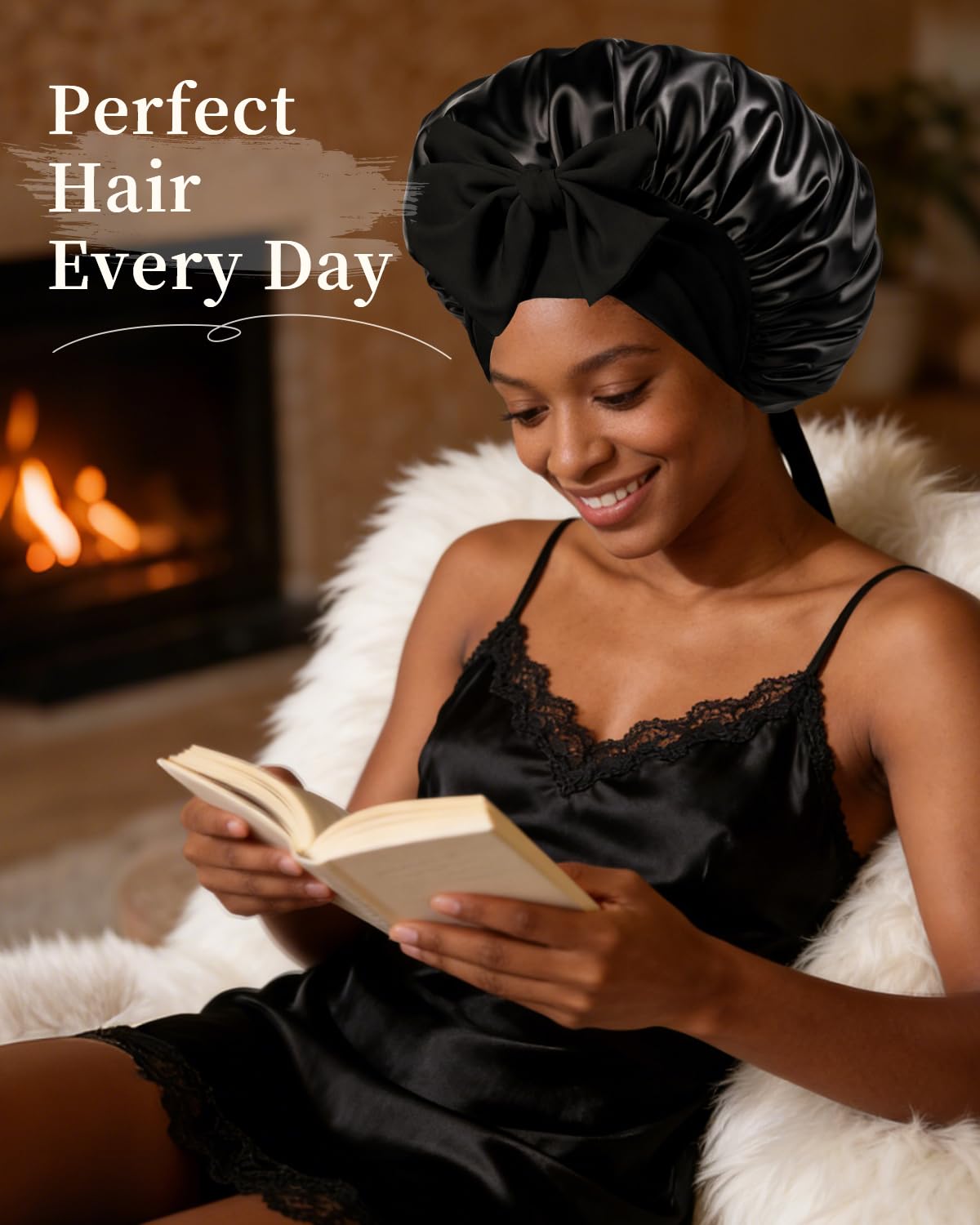 Confvrter Silk Bonnet Champagne model wearing