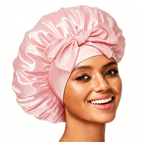 Confvrter Silk Bonnet for Women in Peach Pink front view