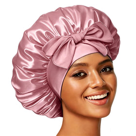 Confvrter Silk Bonnet for Women in pink, front view