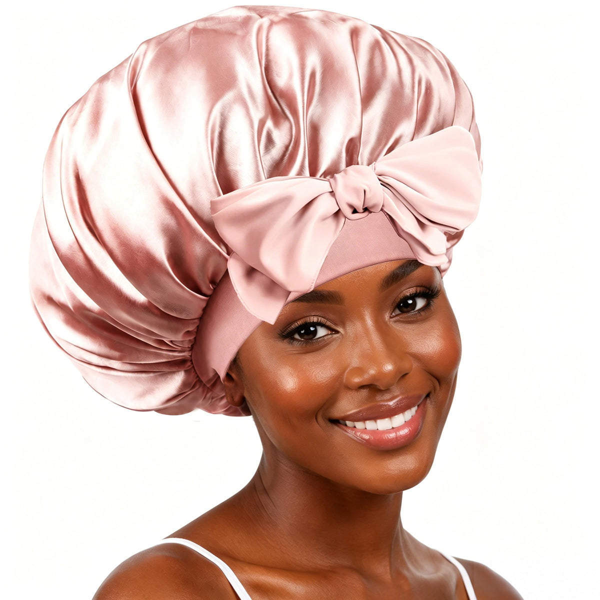 Confvrter Silk Bonnet front view in blush pink