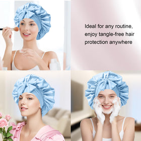 Confvrter silk bonnet on a model during yoga